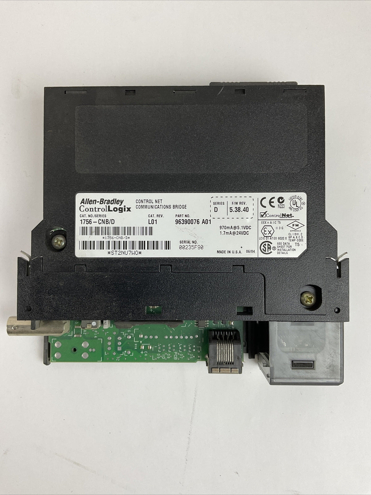 ALLEN BRADLEY 1756-CNB/D SERIES D CAT REV L01 F/W 5.38.40 COMMUNICATION BRIDGE