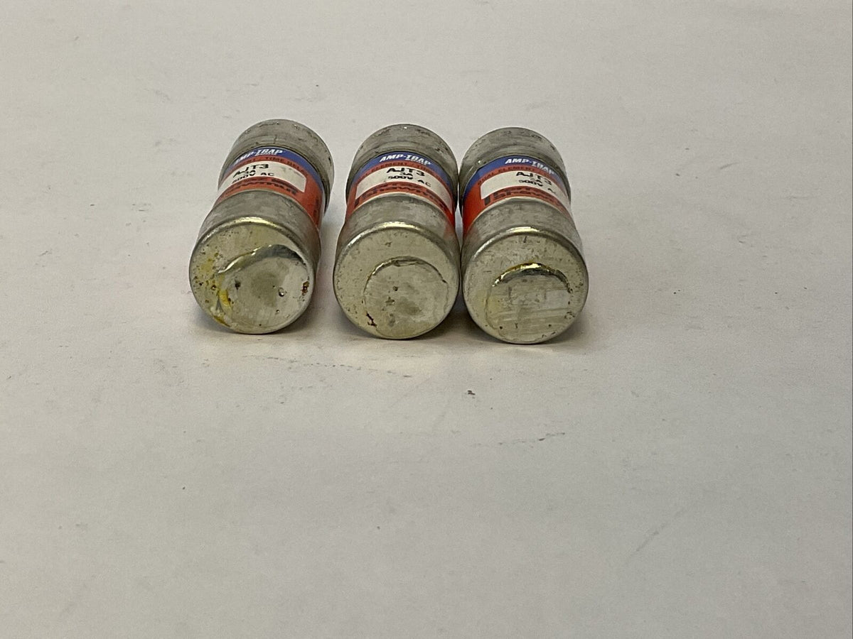 FERRAZ SHAWMUT AJT3 AMP-TRAP 2000 3A 600VAC DUAL ELEMENT TIME DELAY (LOT OF 3)