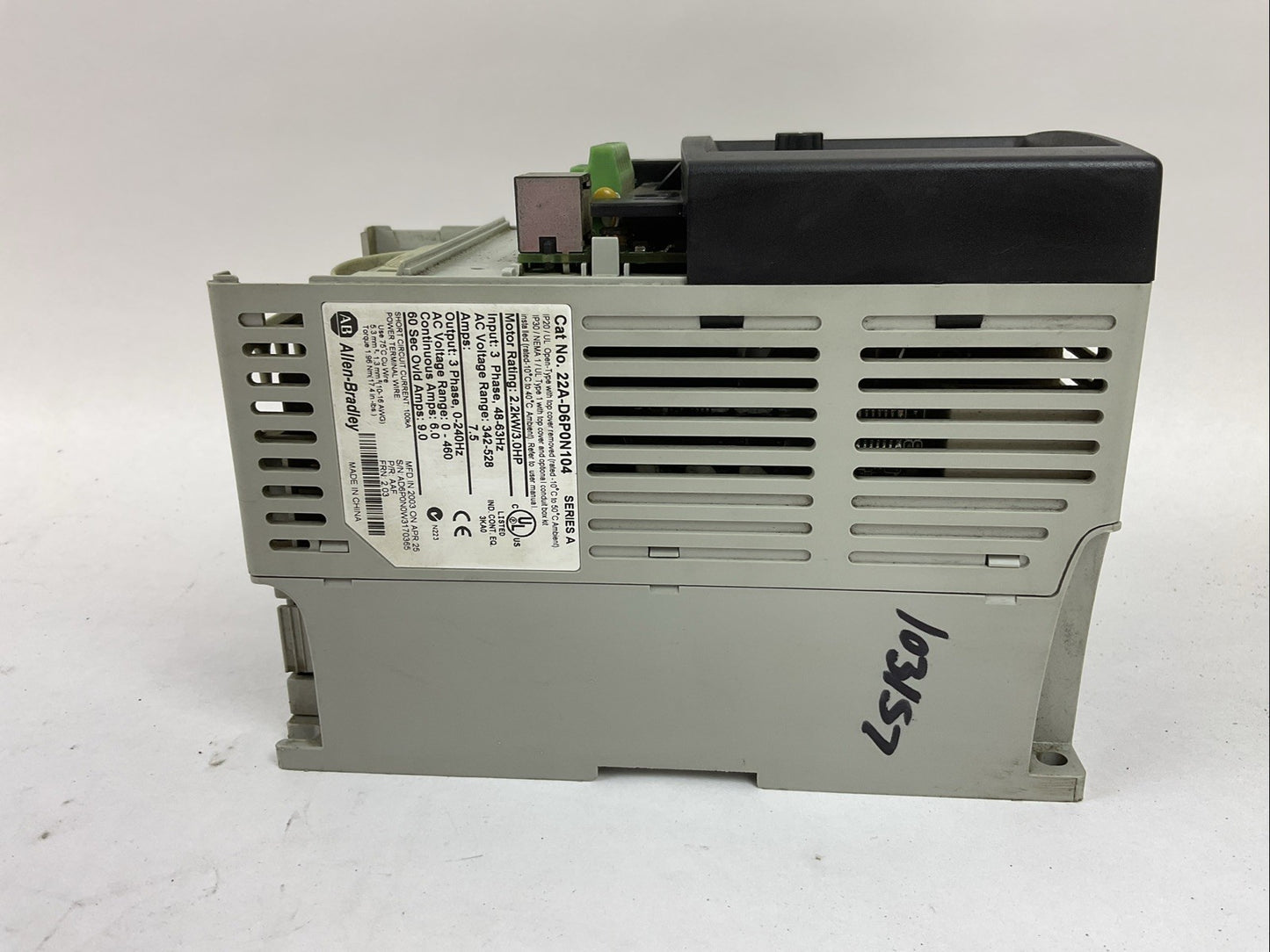 ALLEN BRADLEY 22A-D6P0N104 POWERFLEX DRIVE SER.A FRN: 2.03 7.5AMPS 3.0HP