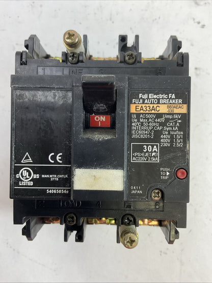 FUJI ELETRIC FA EA33AC AUTO BREAKER 30A 220VAC 2.5kA 3POLE 3HP 3PH