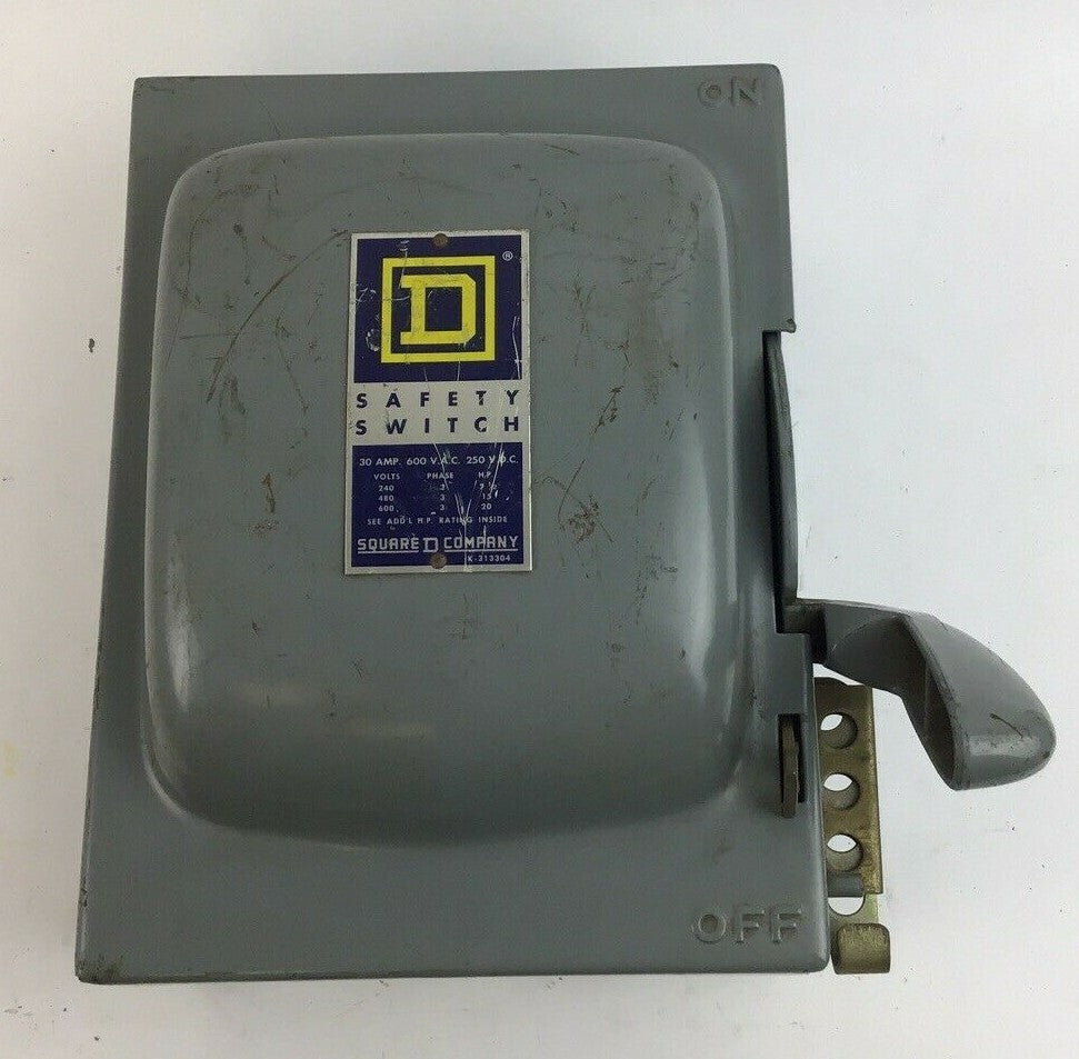 SQUARE D HU 361 EI SAFETY SWITCH 30A 600VAC 250VDC SER.A2