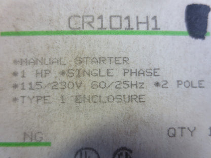 GENERAL ELECTRIC CR101H1 MANUAL STARTER 1HP SINGLE PHASE, 115/230V - NEW SURPLUS