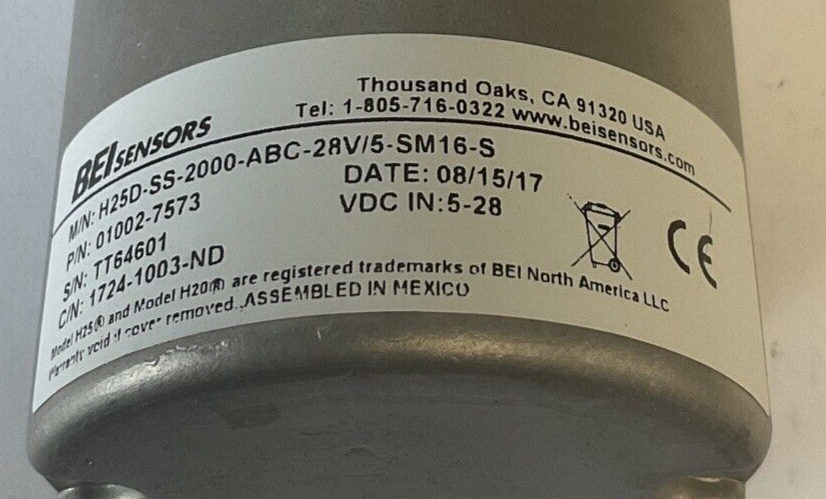 BEI SENSORS H25D-SS-2000-ABC-28V/5-SM16-S ENCODER 5-28VDC