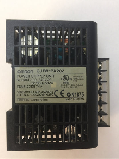 OMRON CJ1W-PA202 POWER SUPPLY UNIT 100-240VAC 50/60HZ 50VA