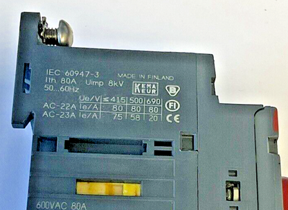 ABB OT63E3 DISCONNECT SWITCH 600VAC 80A