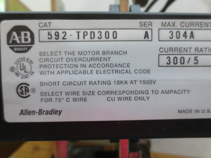 ALLEN-BRADLEY 592-TPD300 THERMAL OVERLOAD - NO RELAY - w/ LUGS