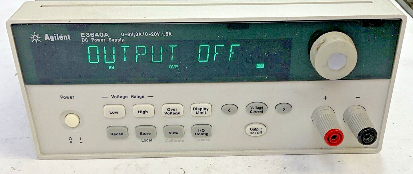 AGILENT E3640A DC POWER SUPPLY 0-8V,3A/0-20V,1.5A