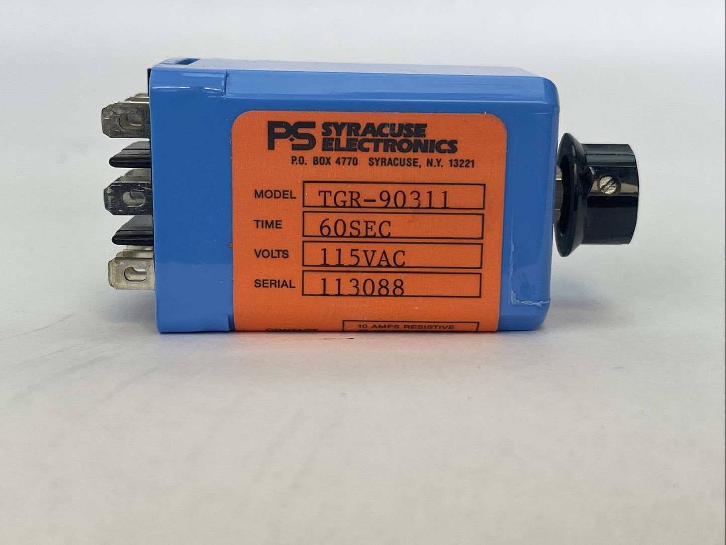 SYRACUSE ELECTRONICS TGR-90311 TIME DELAY RELAY 115VAC 60SEC