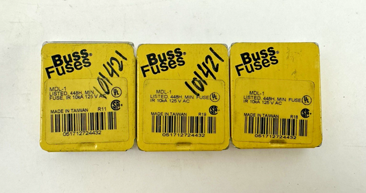 COOPER BUSSMANN MDL-1 FUSE 125VAC 5 PACK LOT OF 3