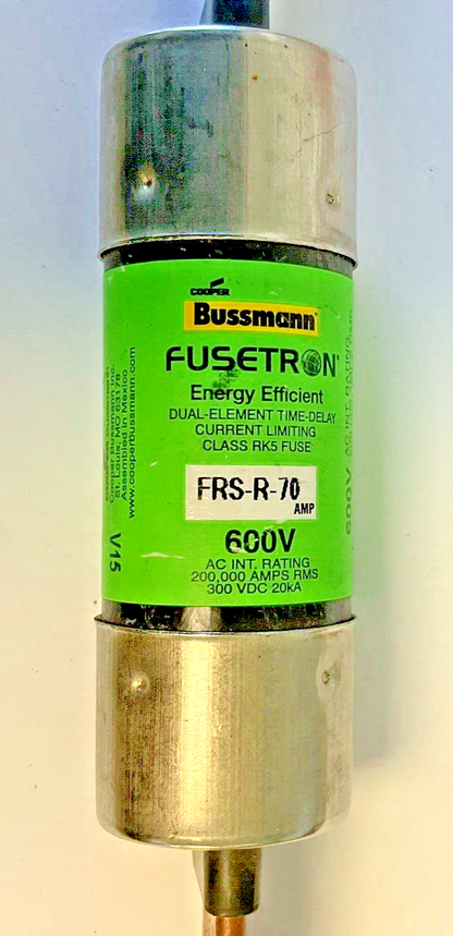 BUSSMANN FUSETRON FRS-R-70 FUSE 600V 300VDC 70A ***LOTOF3***