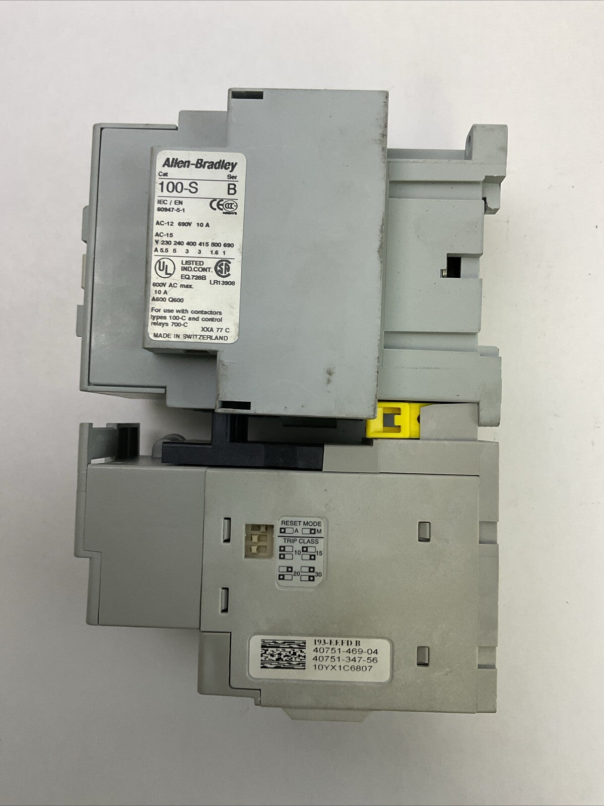 ALLEN BRADLEY STARTER 100-C37*00 SER C CONTACTOR COIL 120V + 193-EEFD SER B