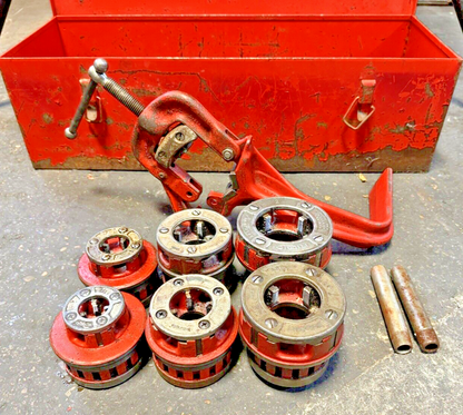 RIDGID - 700-12 - POWER DRIVE PIPE THREADER W/ STAND/BUCKET/DIE HEADS +SEE BELOW