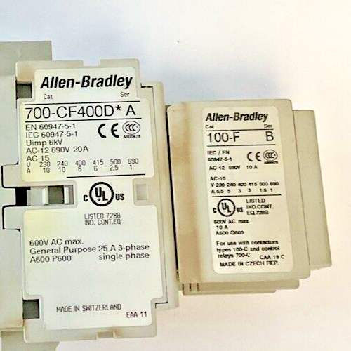 ALLEN BRADLEY 700-CF400D* SER.A W/ 100-F SER.B CONTACTOR 600V 25A 3PH **LOTOF2**