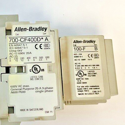 ALLEN BRADLEY 700-CF400D* SER.A W/ 100-F SER.B CONTACTOR 600V 25A 3PH **LOTOF2**