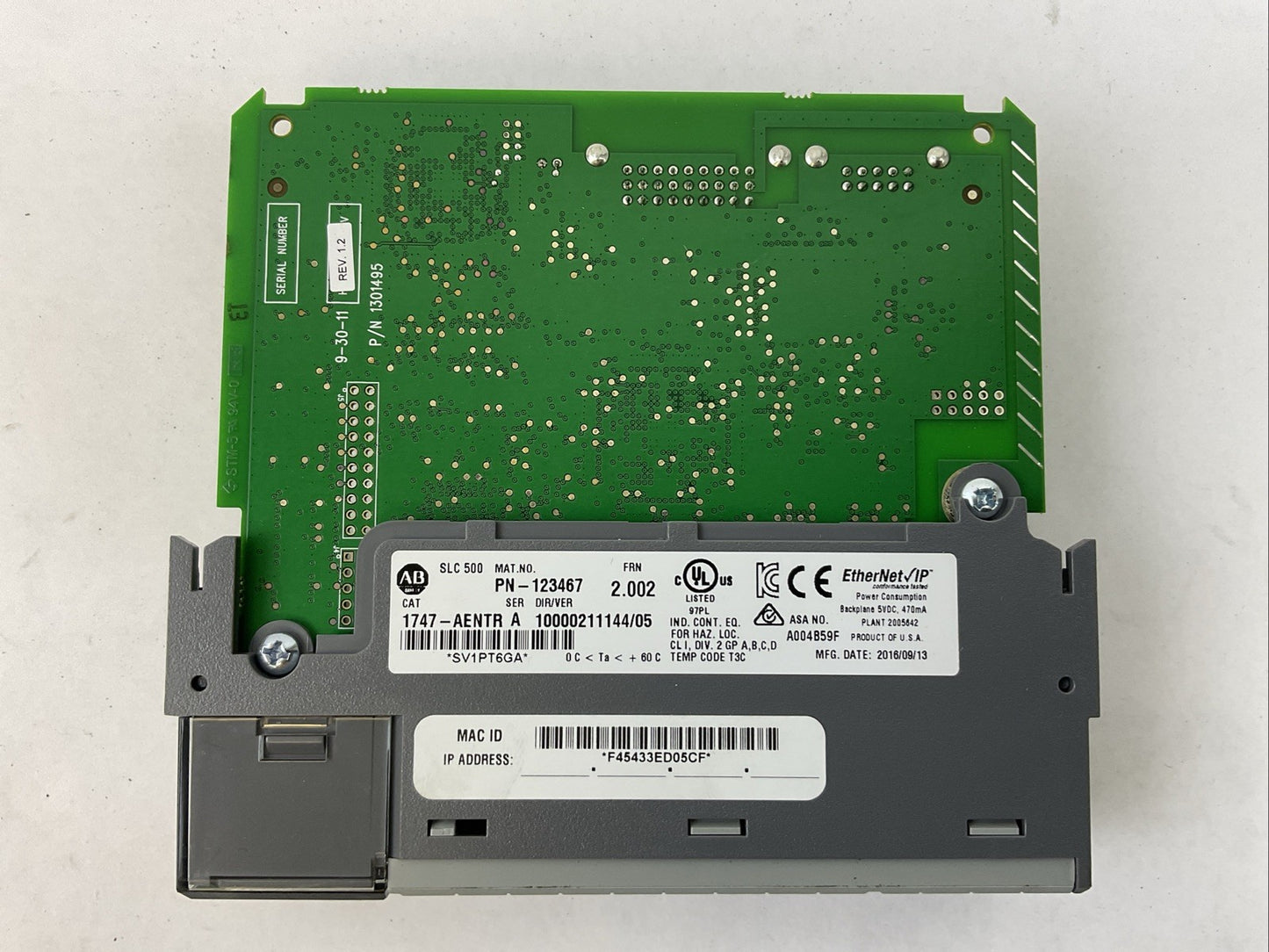 ALLEN BRADLEY 1747-AENTR SER A FRN 2.002 DIR/VER 10000211144/05 ETHERNET/IP