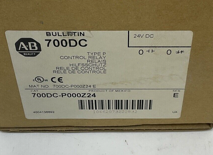 ALLEN BRADLEY 700DC-P000Z24  24VDC CONROL RELAY SER.E 20A 600VAC