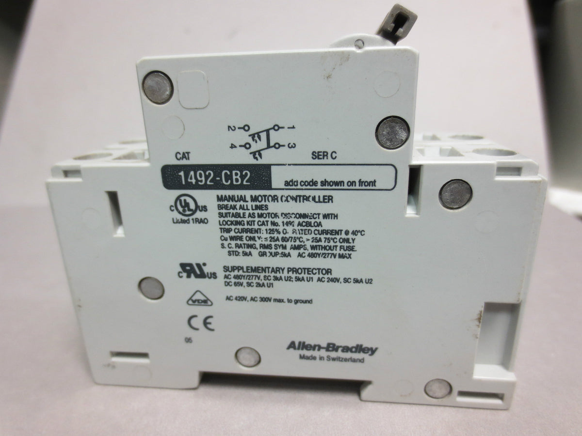 ALLEN-BRADLEY 1492-CB2 Ser. C - 2-POLE CIRCUIT BREAKER, 10A, 3HP