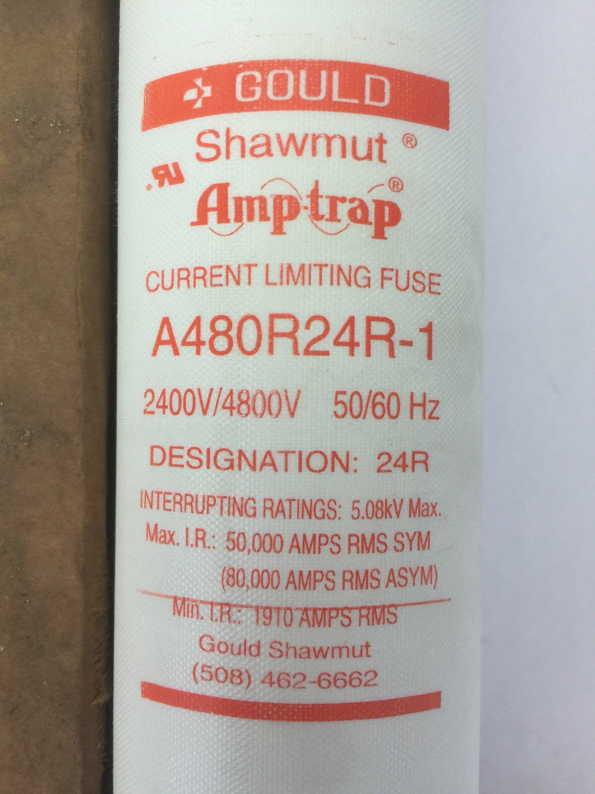 GOULD SHAWMUT A480R24R-1 CURRENT LIMITING FUSE 2400/4800V DESIGNATION: 24R