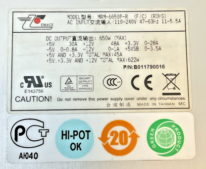 EMACS MRM-6650P-R POWER SUPPLY 240VAC 63HZ 11-5.5A