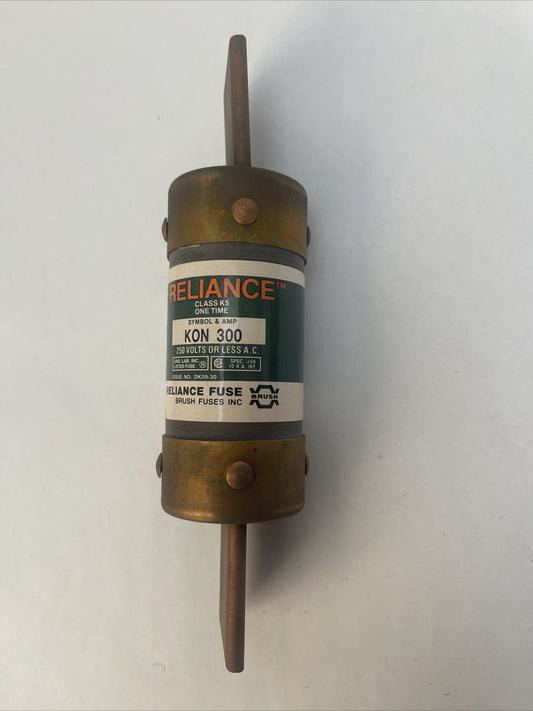 BRUSH RELIANCE KON300 ONE TIME CLASS RK5 FUSE 250VAC 300AMP