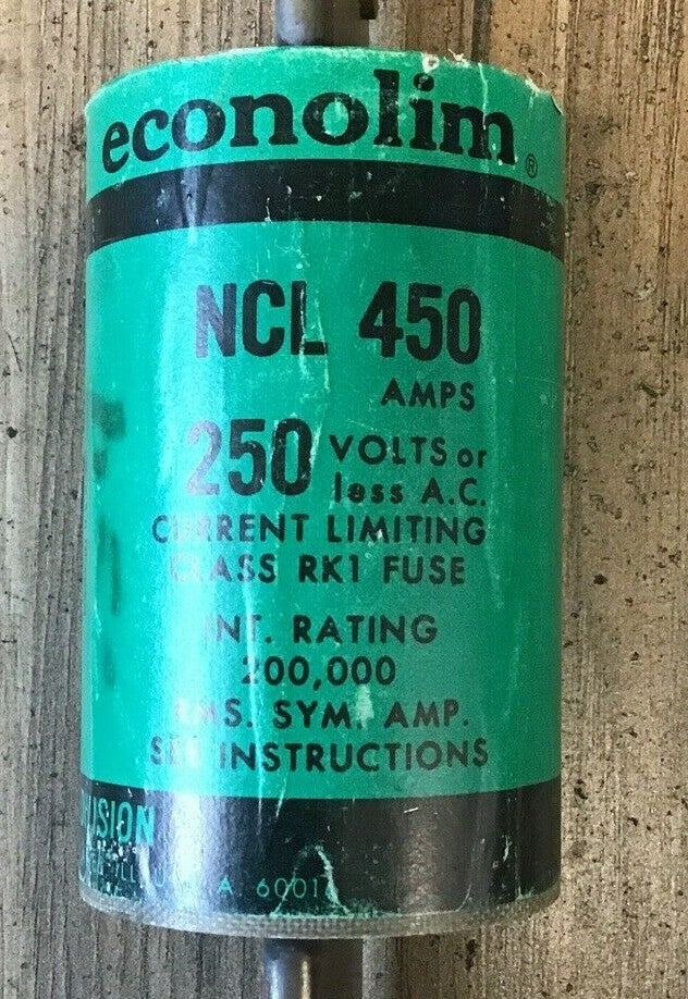 FEDERAL PACIFIC NCL450 ECONOLIM FUSE 450A 250VAC RK1 CURRENT LIMITING**LOTOF3**