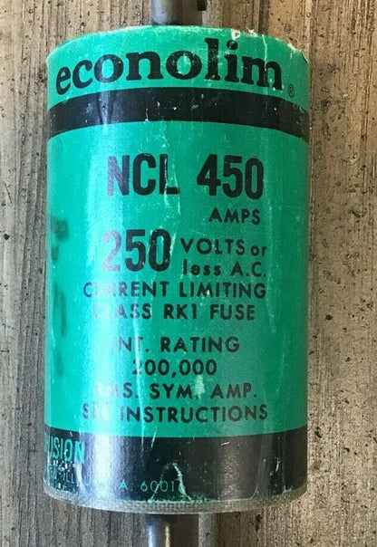 FEDERAL PACIFIC NCL450 ECONOLIM FUSE 450A 250VAC RK1 CURRENT LIMITING**LOTOF3**