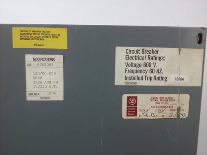 WESTINGHOUSE PCG32000F 3P 600V, MOTOR OPERATER 5661D52G01 TYPE PCG 120V 2P OR 3P