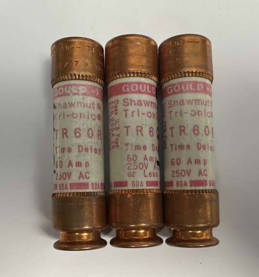 GOULD SHAWMUT TR60R TIME DELAY FUSE 60A 250V LOT OF 3