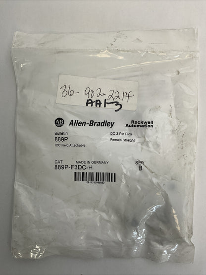 ALLEN BRADLEY 889P-F3DC-H IDC FIELD ATTACHABLE DC 3 PIN PICO FEMALE STRAIGHT