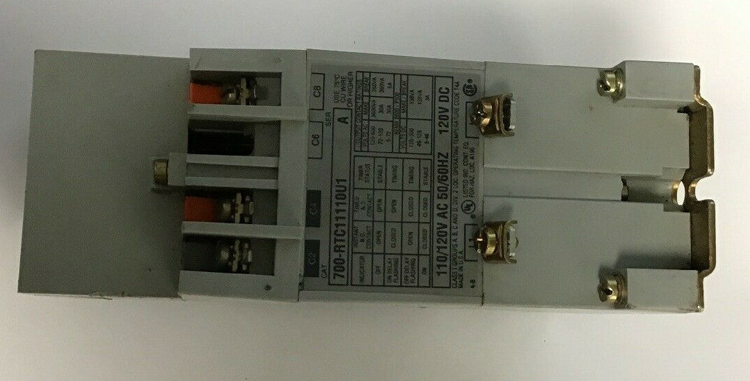 ALLEN BRADLEY 700-RTC11110U1 TIMING RELAY SER.A 110/120VAC 50/60HZ  120VDC