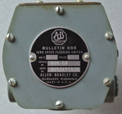 ALLEN-BRADLEY 808C2 ZERO SPEED PLUGGING SWITCH 50-200RPM -  NEW SURPLUS