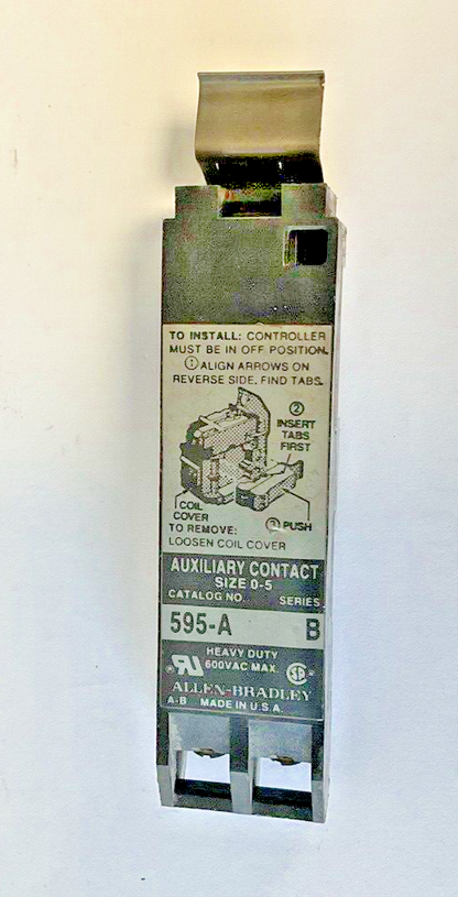 ALLEN BRADLEY 595-A AUXILIARY CONTACT SER.B SZ 0-5 ***LOTOF5***