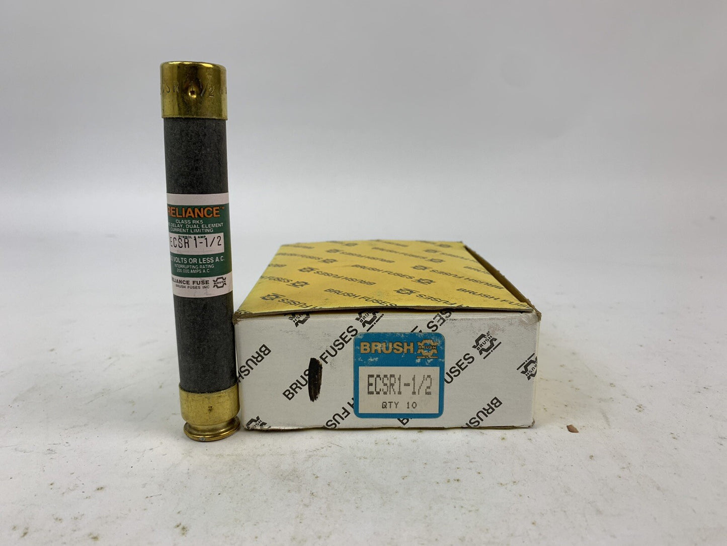 Brush Reliance Time-Delay Dual-Element ECSR1-1/2 1 1/2A 600V Fuse "Lot of 10"