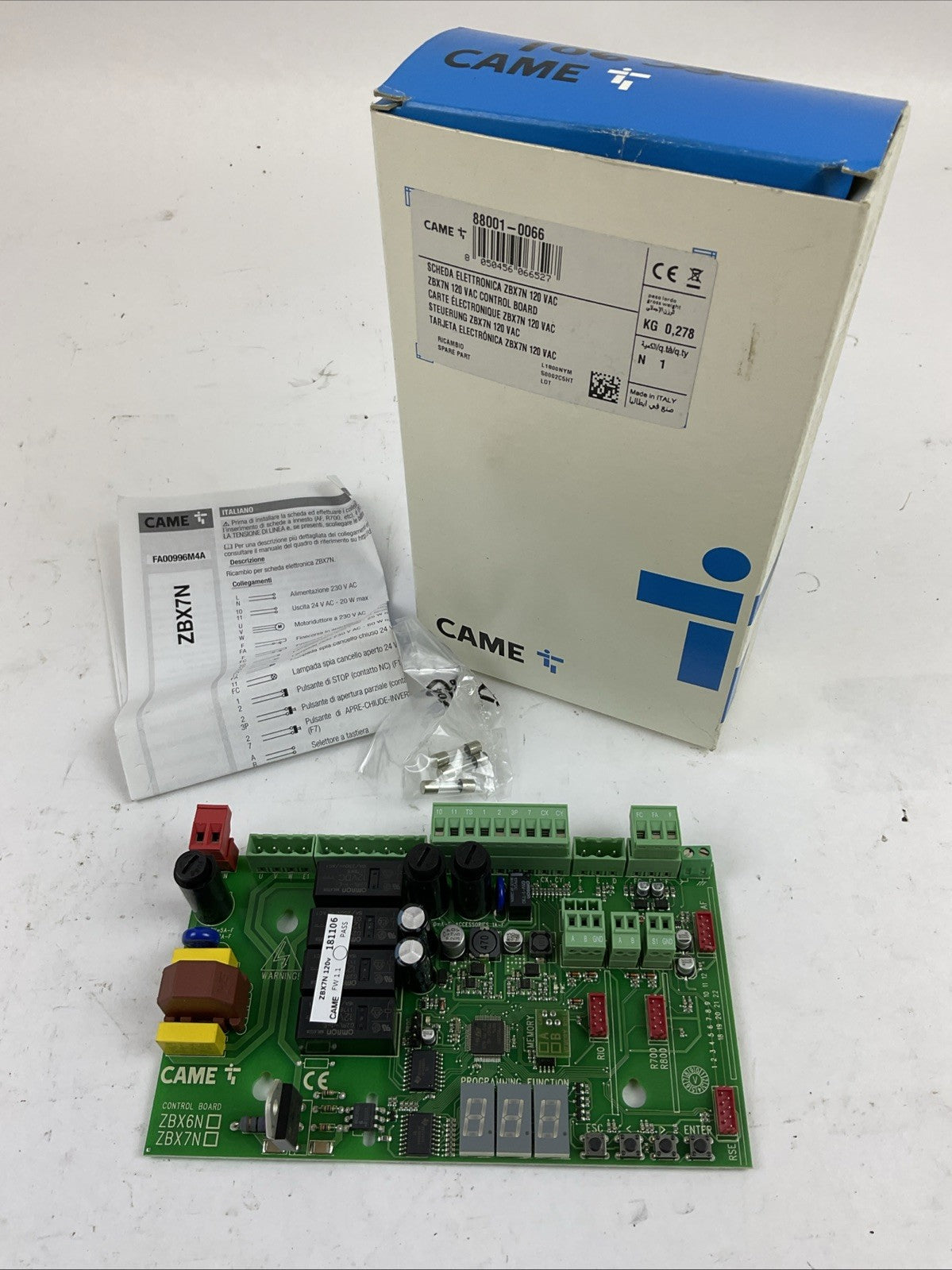 CAME ZBX7N 120VAC CONTROL BOARD FW 1.1