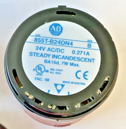 ALLEN BRADLEY 855T-BMM25C W/855T-B24DN4 STACK LIGHT 24VAC/DC SER.B *NO BULB*