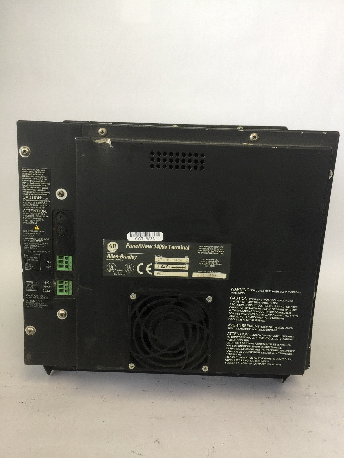 ALLEN BRADLEY 2711E-T14C6 PANELVIEW 1400E TERMINAL SER C REV B FRN 5.15