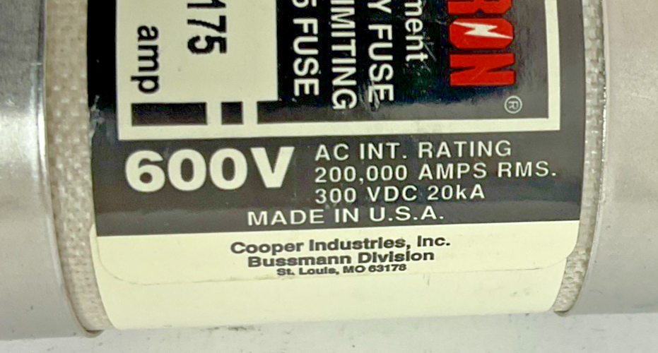 BUSS FRS-R-175 TIME DELAY FUSE 175A 600V 300VDC 20KA RK5