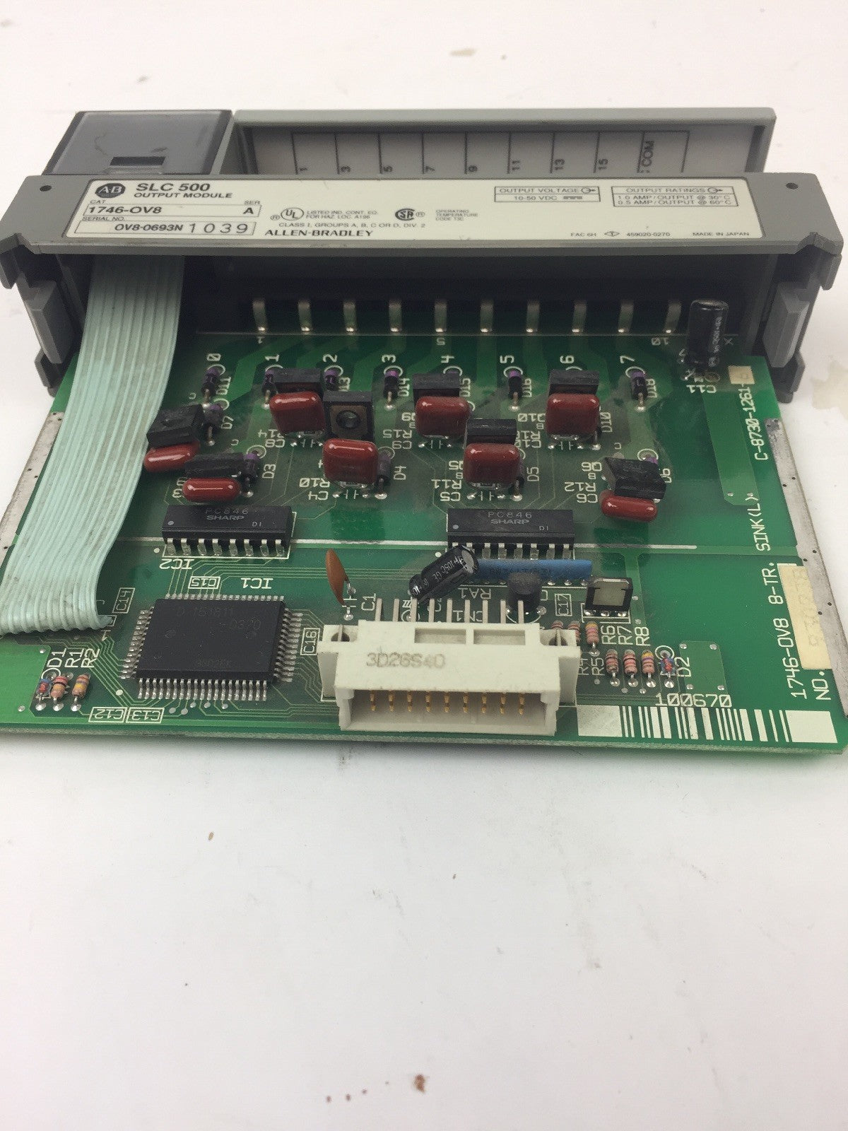 ALLEN BRADLEY 1746-0V8 OUTPUT MODULE SLC 500 SER A 10-50VDC 1.0AMP