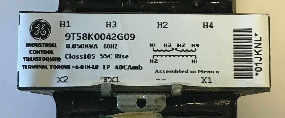 GENERAL ELECTRIC 9T58K0042G09 TRANSFORMER 0.050KVA 60HZ CLASS105 ***LOTOF3***