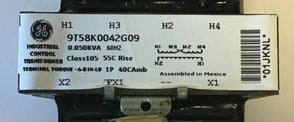 GENERAL ELECTRIC 9T58K0042G09 TRANSFORMER 0.050KVA 60HZ CLASS105 ***LOTOF3***