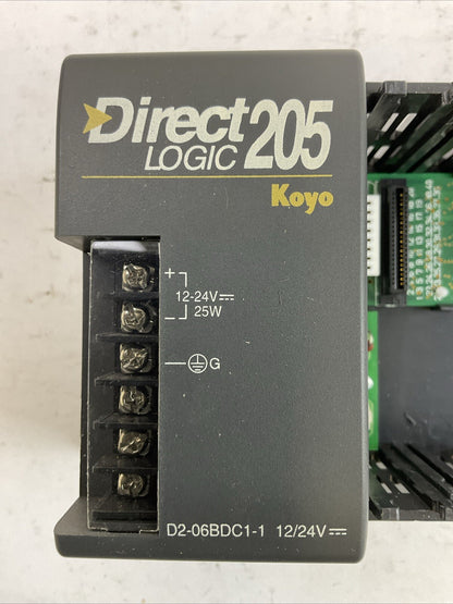AUTOMATION DIRECT D2-06BDC1-1 POWER SUPPLY 6-SLOT RACK 12/24VDC KOYO DIRECT 205