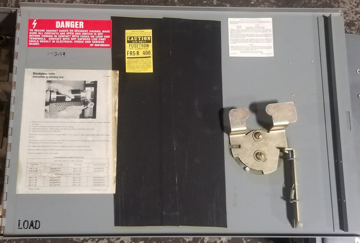 Westinghouse FDP365R Fusible Panelboard Switch 400A 600VAC 3 Pole