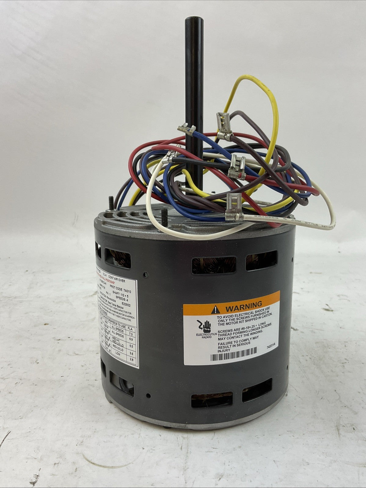 PROTECH 51-23012-41 BLOWER MOTOR 115V 60HZ 5.8A 1075RPM 4 SPEEDS 1PH 1/6-1/2HP