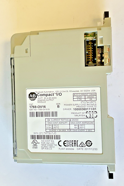 ALLEN BRADLEY 1769-OV16 OUTPUT MODULE SER.B F/W REV:3.1