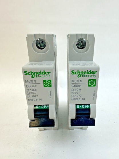 SCHNEIDER ELECTRIC M9F23110 BREAKER 1POLE 10AMP 277V LOT OF 2