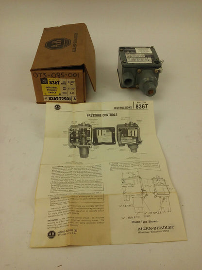 ALLEN BRADLEY 836T-T250J, SERIES A, INDUSTRIAL PRESSURE SWITCH, NEW