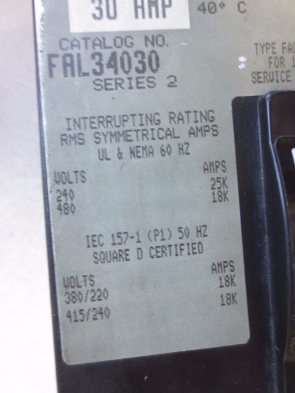 SQUARE D FAL34030 MOLDED CASE CIRCUIT BREAKER - 30A, 240VAC