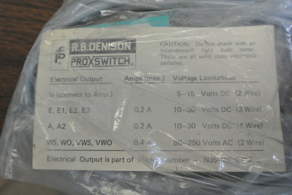 R.B. DENISON / PEPPERL + FUCHS NJ4-F-W-S / NJ 4-F-W-S PROX. SWITCH - NEW SURPLUS
