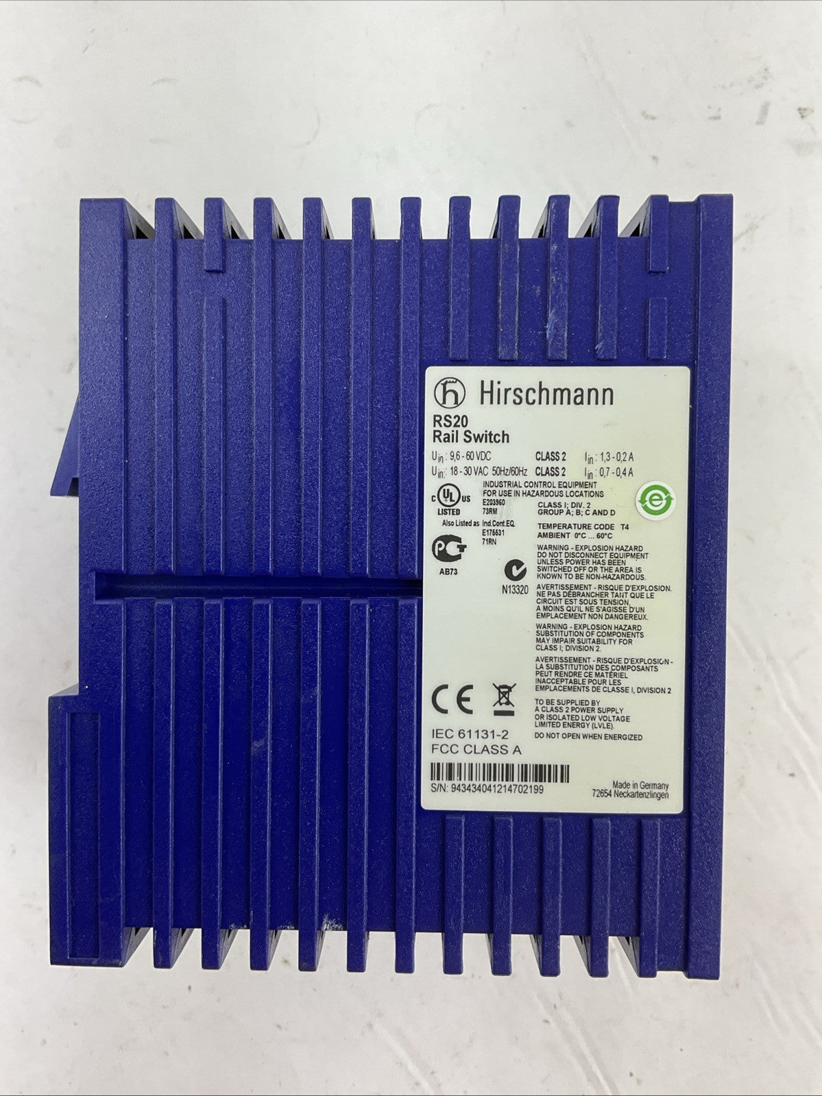HIRSCHMANN RS20-2400T1T1SDAEHH06.0.03 ETHERNET RAIL SWITCH