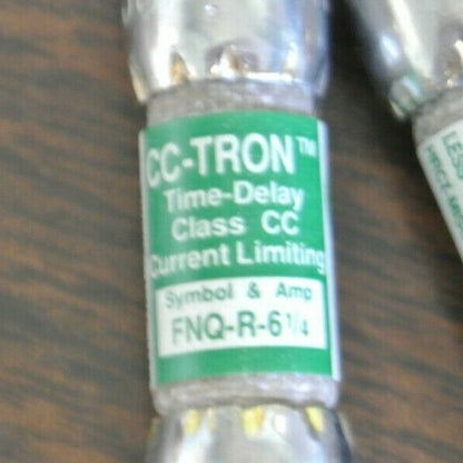 LOT of 2 / BUSS FNQ-R-6-1/4 CLASS CC TIME-DELAY FUSE 6-1/4A / 600V / NEW SURPLUS